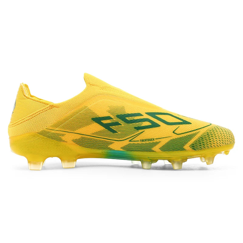 Chaussures de football sans lacets F50 de haute qualité pour hommes, crampons de football FG pour garçons, chaussures de football antidérapantes pour l'entraînement sur gazon, tailles 35-45