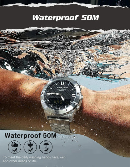 NORTH EDGE Men's Sports Digital Watches Business Luxury Watch For Men Waterproof 50M Altimeter Barometer Compass Luminous Clock