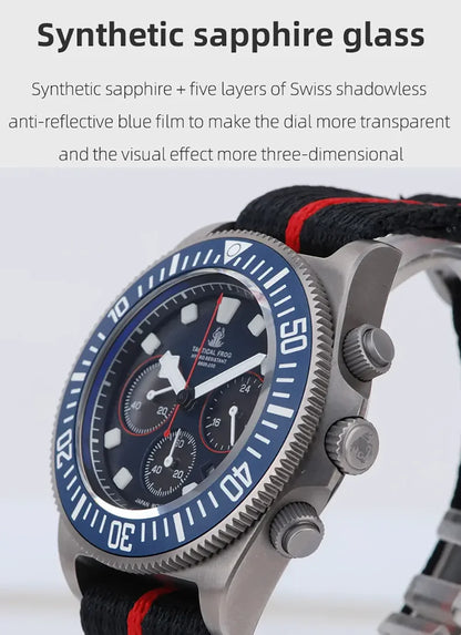 Tactical Frog FXD Titanium Quartz Watch VS75B Solar-powered Movement 20Bar Chronograph Sapphire Diving Watch BGW9 Luminous Watch