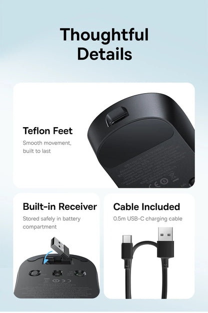 【NOVO】Baseus EM2 ergonomski bežični miš Bluetooth 5.3 2.4G, Type-C punjenje, ultra lagan, tih, s prilagodljivim tipkama