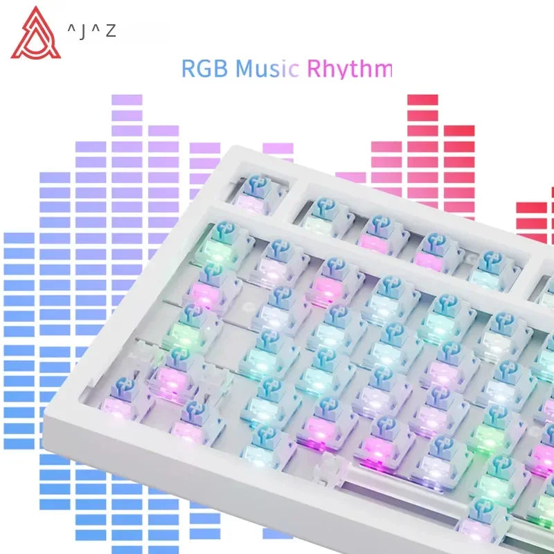AJAZZ AK820 Pro Gaming Mechanical Keyboard 75% Wireless Bluetooth RGB Hot-Swappable Mechanical Keyboard with Volume Knob for PC, Mac & Laptop