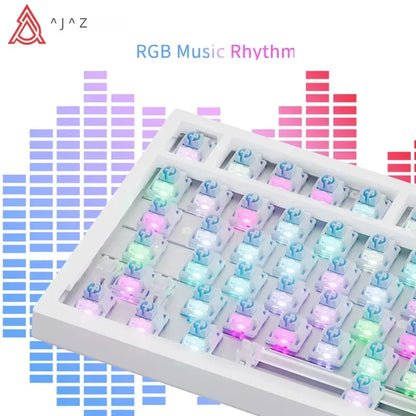 AJAZZ AK820 Pro Gaming Mechanical Keyboard 75% Wireless Bluetooth RGB Hot-Swappable Mechanical Keyboard with Volume Knob for PC, Mac & Laptop