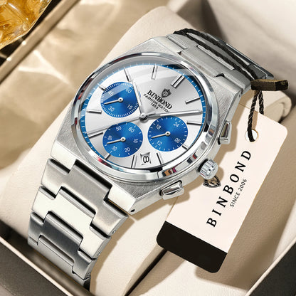 BINBOND ceas cu cuarț precis pentru bărbați, robust, cu dată automată, cronograf, luminat, rezistent la apă, ceas de lux pentru bărbați, stil casual Reloj