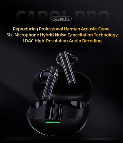 KZ Carol Pro TWS Bluetooth 5.4 Earphone 6 MIC Active Noise Canceling True Wireless In-Ear Earbuds HiFi Game Music Headphone
