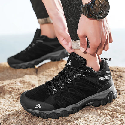 HIKEUP usnjene pohodniške čevlje, trpežni čevlji za šport na prostem, moški treking čevlji iz usnja, čevlji z vezalkami za plezanje in lov