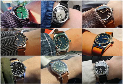 Baltany Quartz Chronograph S5045 Sunburst Blue Dial VK67 100M Stainless Steel Calendar Window Sapphire Vintage Military Watches