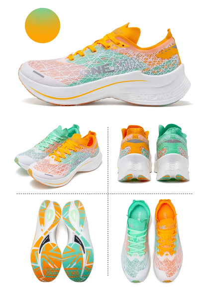 ONEMIX Carbon Plate Running Shoes for Men, Shock Absorption, Ultra-Light Sports Shoes, Rebound Outdoor Women Marathon Sneakers