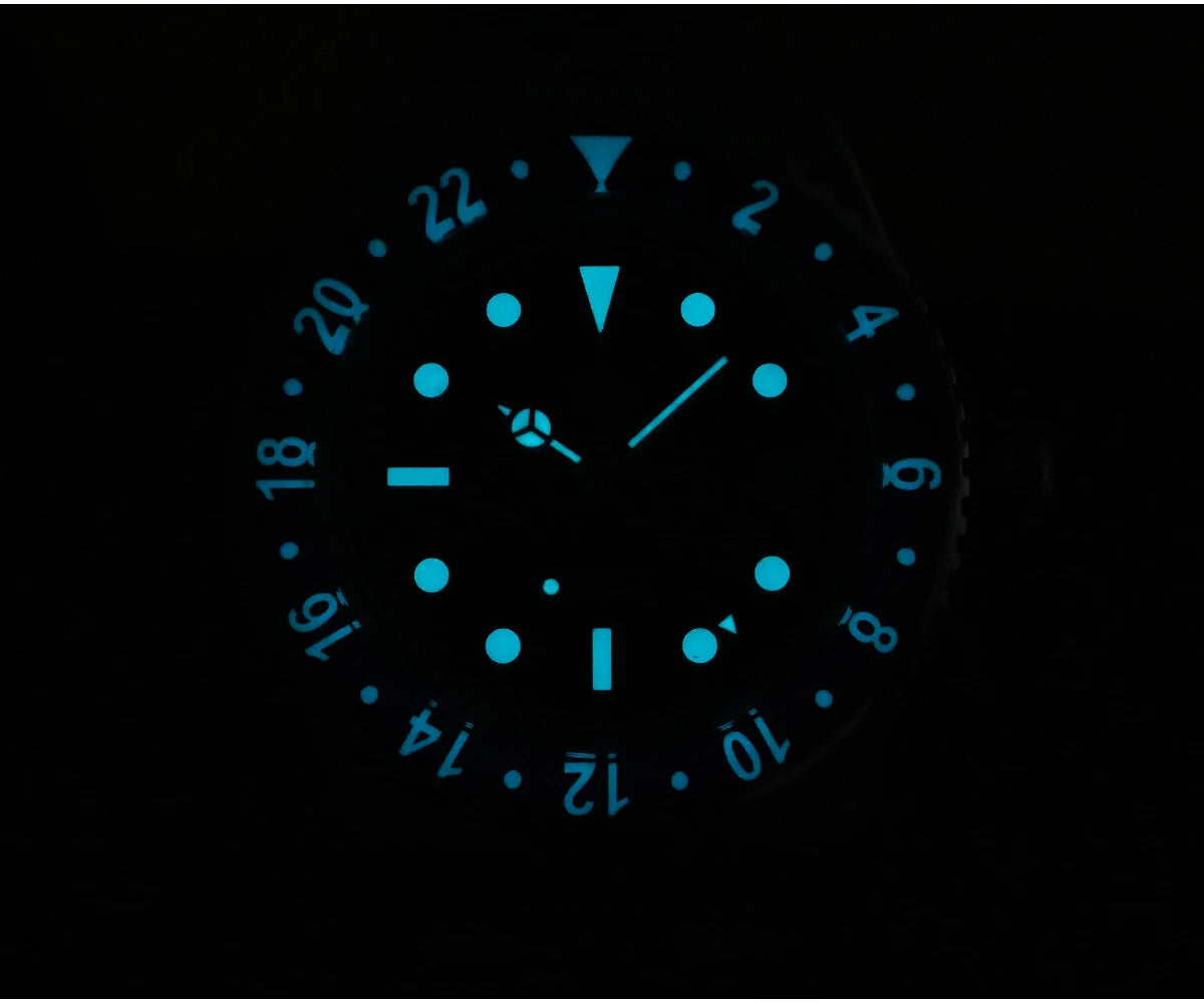 San Martin 40mm SN0005 Retro GMT NH34 Automatic Distressed Patina Dial Bi-color Sapphire Bezel Jubilee Mens Watches 20Bar Lume