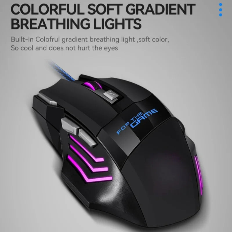 G6 kabelgebundene USB-Gaming-Maus mit 7 Tasten, Scrollrad, 5500DPI einstellbarem optischem Sensor und ergonomischem E-Sport-Design für Laptop, PC, Xiaomi