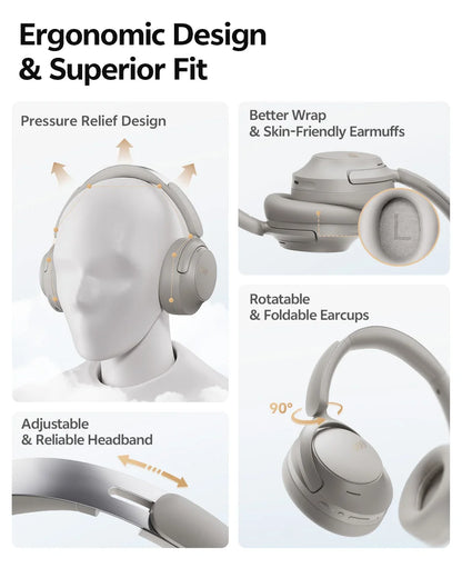 Auriculares circumaurales QCY H3S ANC Bluetooth 6.0 – Audio espacial Hi-Res LDAC, cancelación de ruido adaptativa de -56dB, auriculares inalámbricos