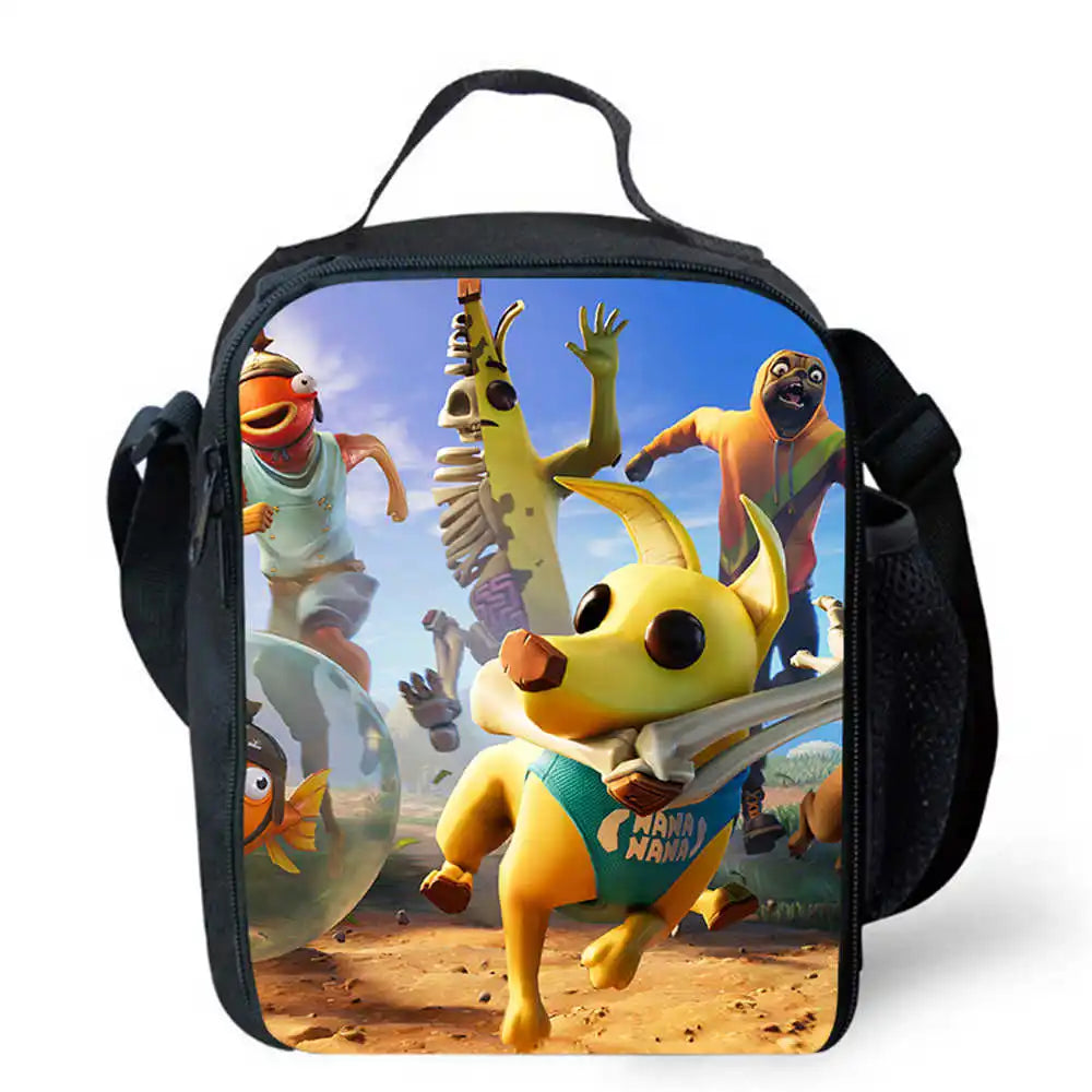 Lunch Bags for Children,Cartoon Fort-nite School Picnic Bags for Girls Boys,Kids Insulated Cooler Lunch Bags Portable Lightweigh