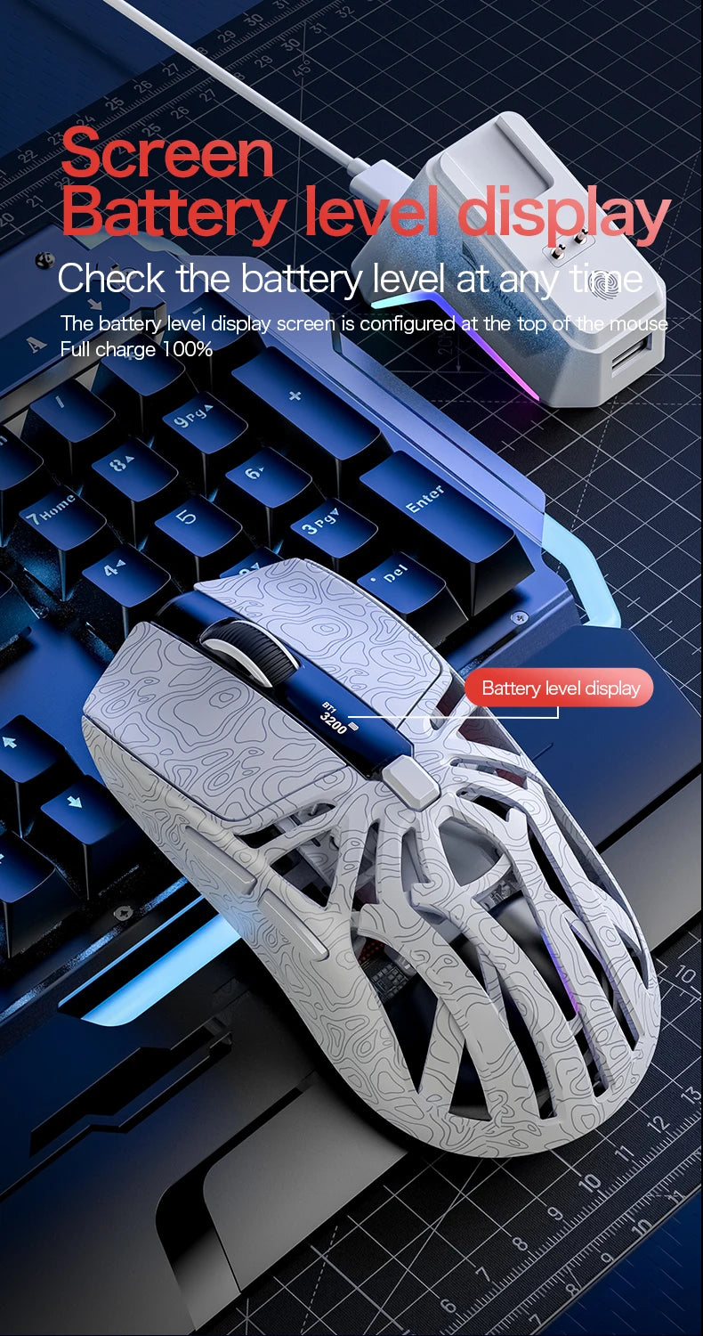 SMAILWOLF M8 Bluetooth Wireless Gaming Mouse, Tri-Mode RGB Rechargeable Mouse with PAW3311 Sensor, 12000 DPI Lightweight Gaming Mouse for PC & Office
