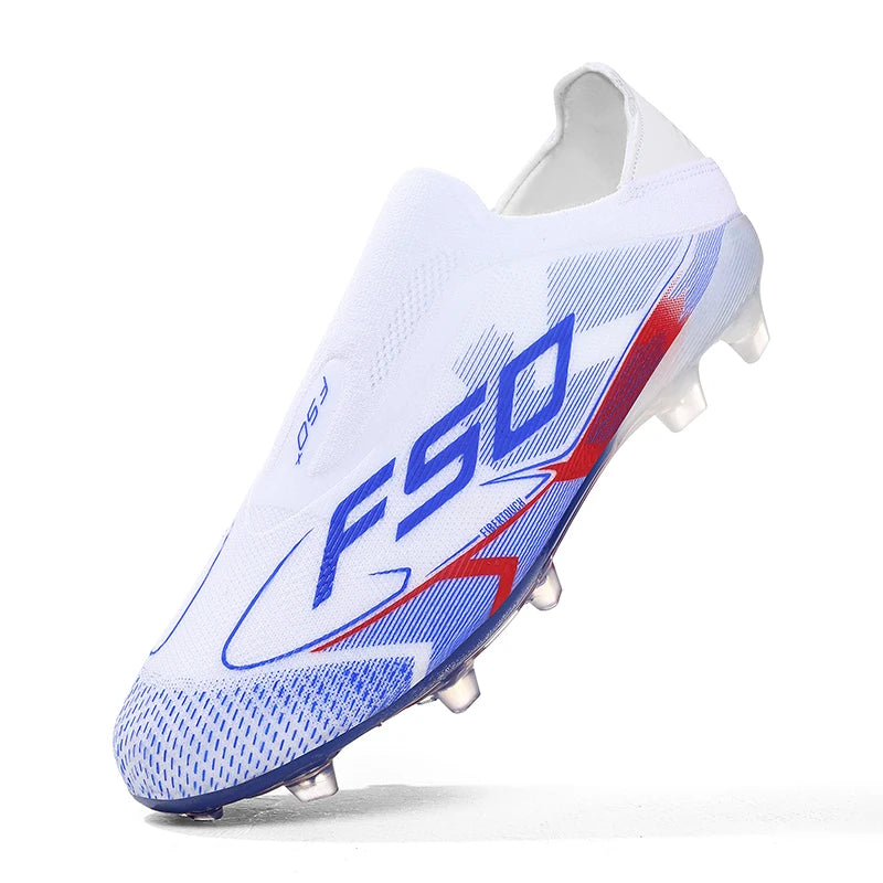 Chaussures de football sans lacets F50 de haute qualité pour hommes, crampons de football FG pour garçons, chaussures de football antidérapantes pour l'entraînement sur gazon, tailles 35-45