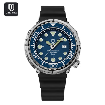 QINGXIYA Mens Watches Fashion Waterproof Luminous Date Rotating Dial High Quality Stainless Steel Luxury Brand Men Quartz Watch
