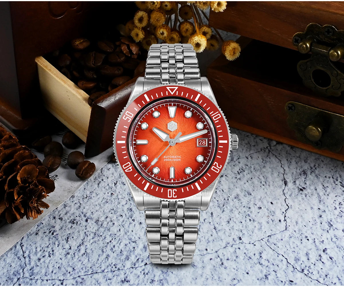 San Martin 37.5mm 40mm Men Diver Watch Miyota 9015 Enamel Dial Luxury Automatic Mechanical Wristwatch Waterproof 200m SN0148