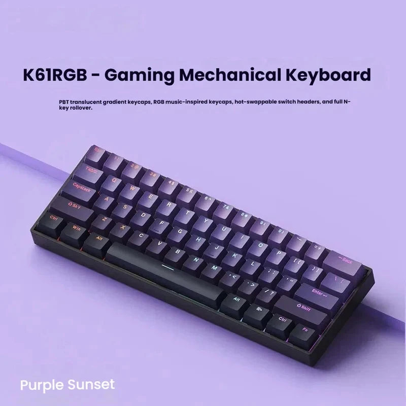 Clavier mécanique filaire K61 USB Mini Gaming, remplaçable à chaud, avec câble détachable