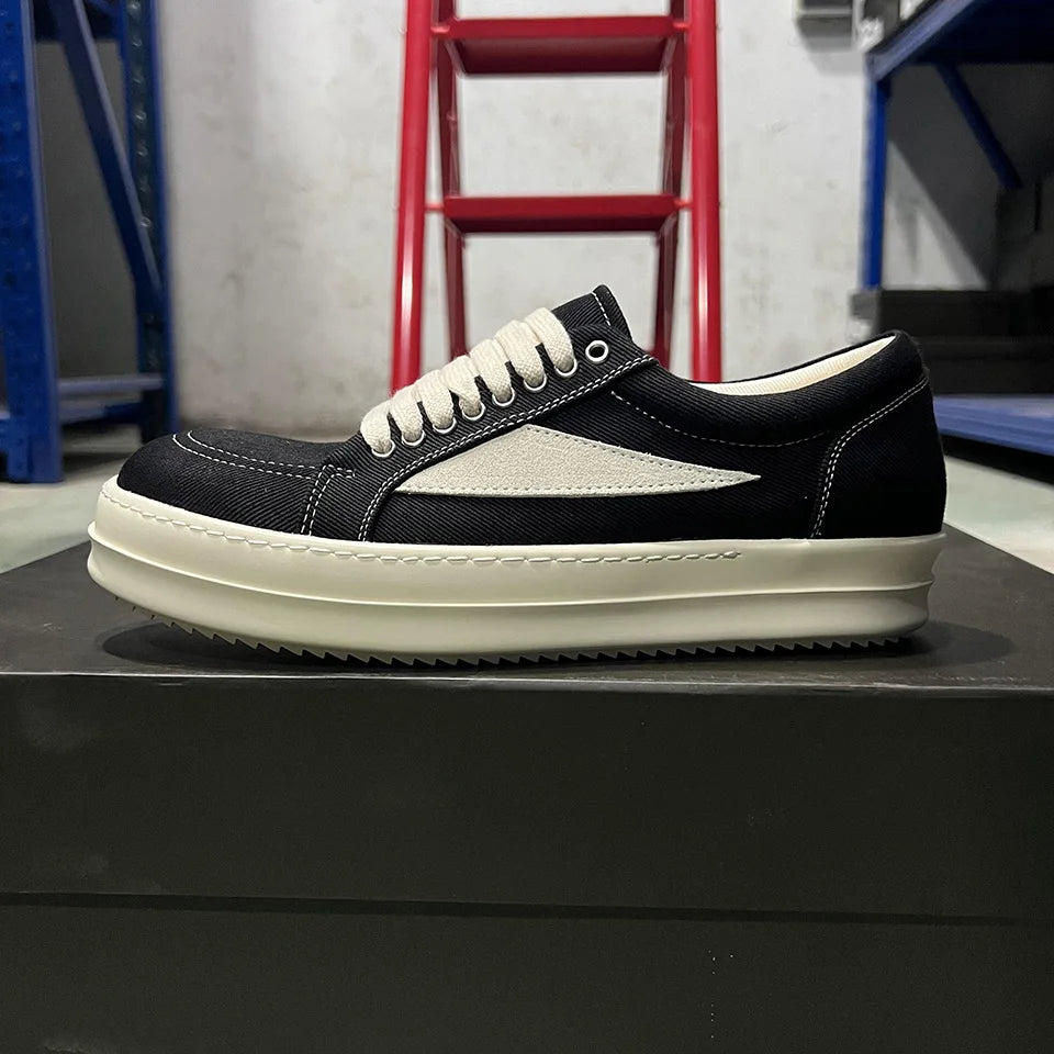 Casual shoes men low top quality denim lace-up thick sole luxury designer hip-hop dunk sport trainers women summer flat sneakers