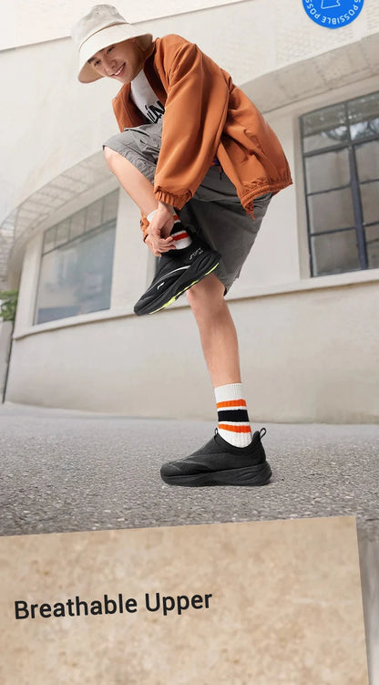 Li-Ning Men's SOFT GO 2 Walking Shoes COMFOAM Slip-On Soft Thick Heel Li-Ning Comfortable Wearable Sports Casual Shoes AGLV005
