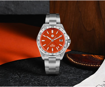 San Martin 39mm Aventurine Gemstone Dial Luxury Men's Watch NH34 GMT Automatic Mechanical Sapphire Waterproof Luminous SN0129
