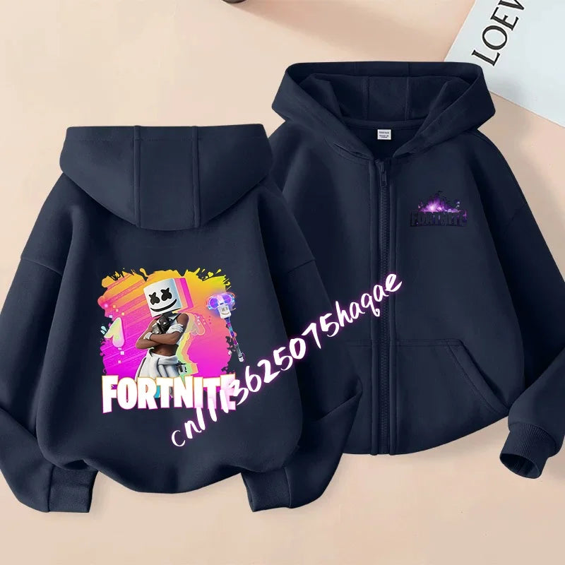 Kid Outdoor Jacket Cartoon FORTNITED Girl Boy Sweatshirt Coat High-Quality Thin Windbreaker Girl Autumn Zip Jacket Clothing Tops