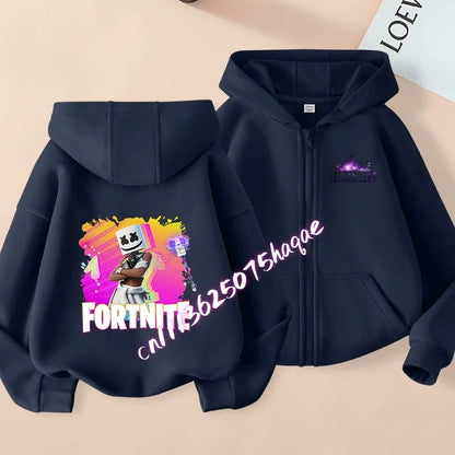 Kid Outdoor Jacket Cartoon FORTNITED Girl Boy Sweatshirt Coat High-Quality Thin Windbreaker Girl Autumn Zip Jacket Clothing Tops