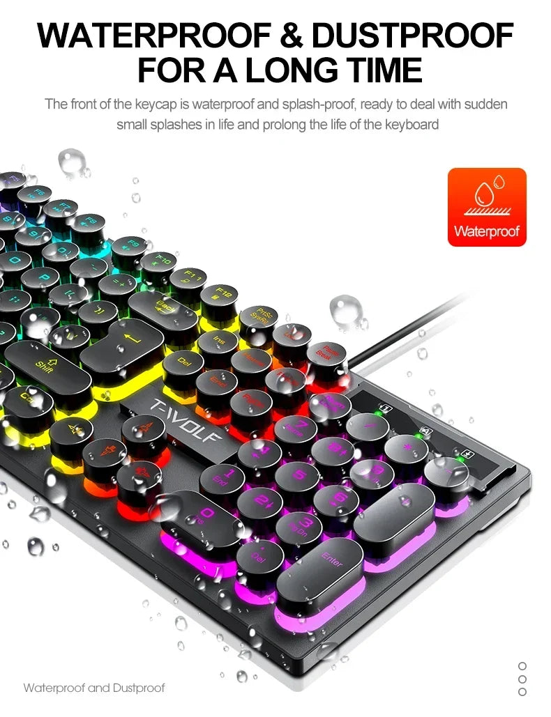 2026NEW RGB Gaming Mechanical Keyboard USB Wired 104 Keys Keyboard Backlit Black Red Blue Light for Computer Laptop Pro Keyboard