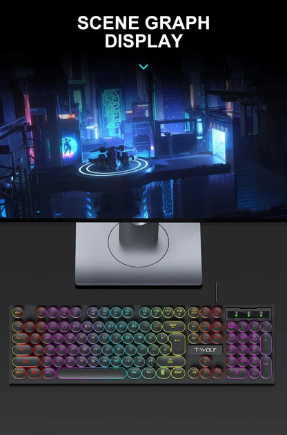 2026NEW RGB Gaming Mechanical Keyboard USB Wired 104 Keys Keyboard Backlit Black Red Blue Light for Computer Laptop Pro Keyboard