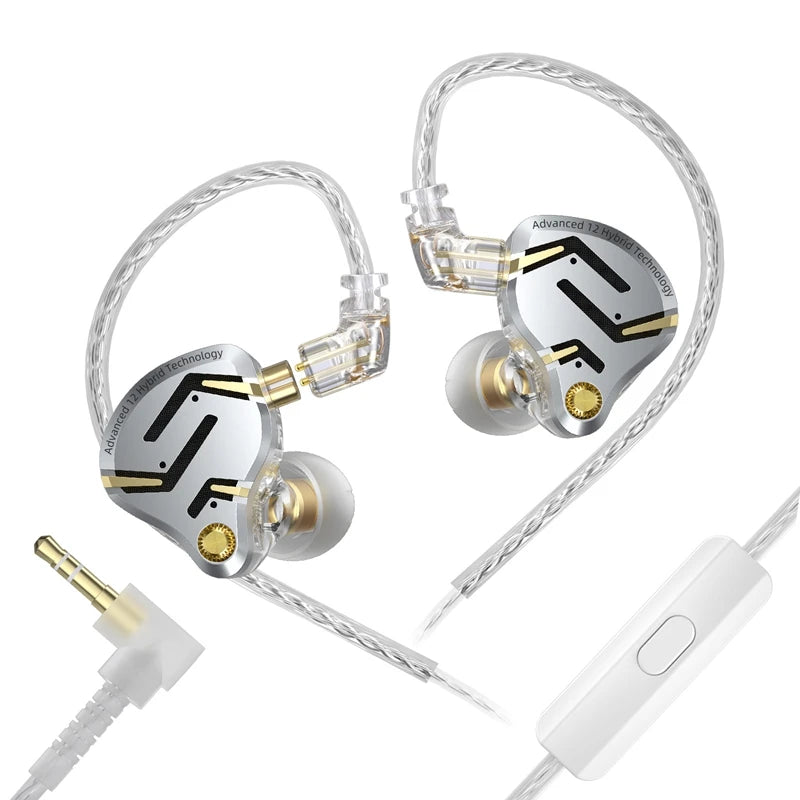 Auriculares IEM Híbridos KZ ZS12 PRO 2 – Auriculares Gaming HiFi com Fio, Graves Potentes e Drivers Superlineares