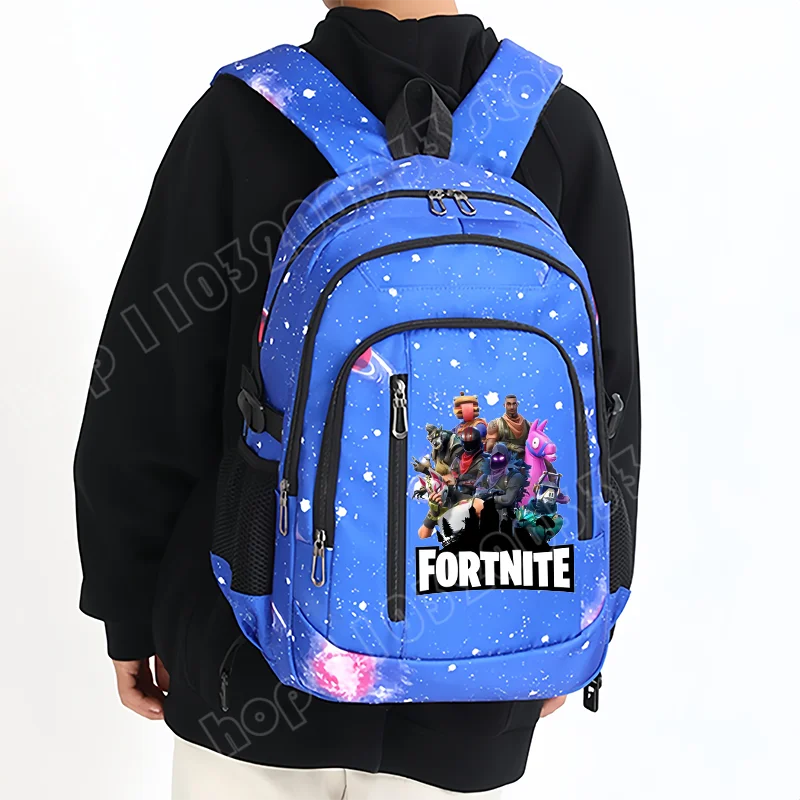 Fortnite Starry Sky Backpack Large Capacity Waterproof Laptop Bag Game Character Print Student Pack Boys and Girls Back to School Bag