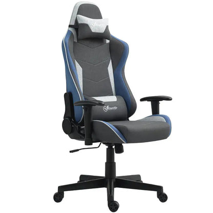 Gaming Chair Reclining 150 ° with Rocking Function, in Linen Effect Fabric, 66X53X128-138 Cm, Gray