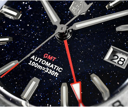 San Martin 39mm Aventurine Gemstone Dial Luxury Men's Watch NH34 GMT Automatic Mechanical Sapphire Waterproof Luminous SN0129