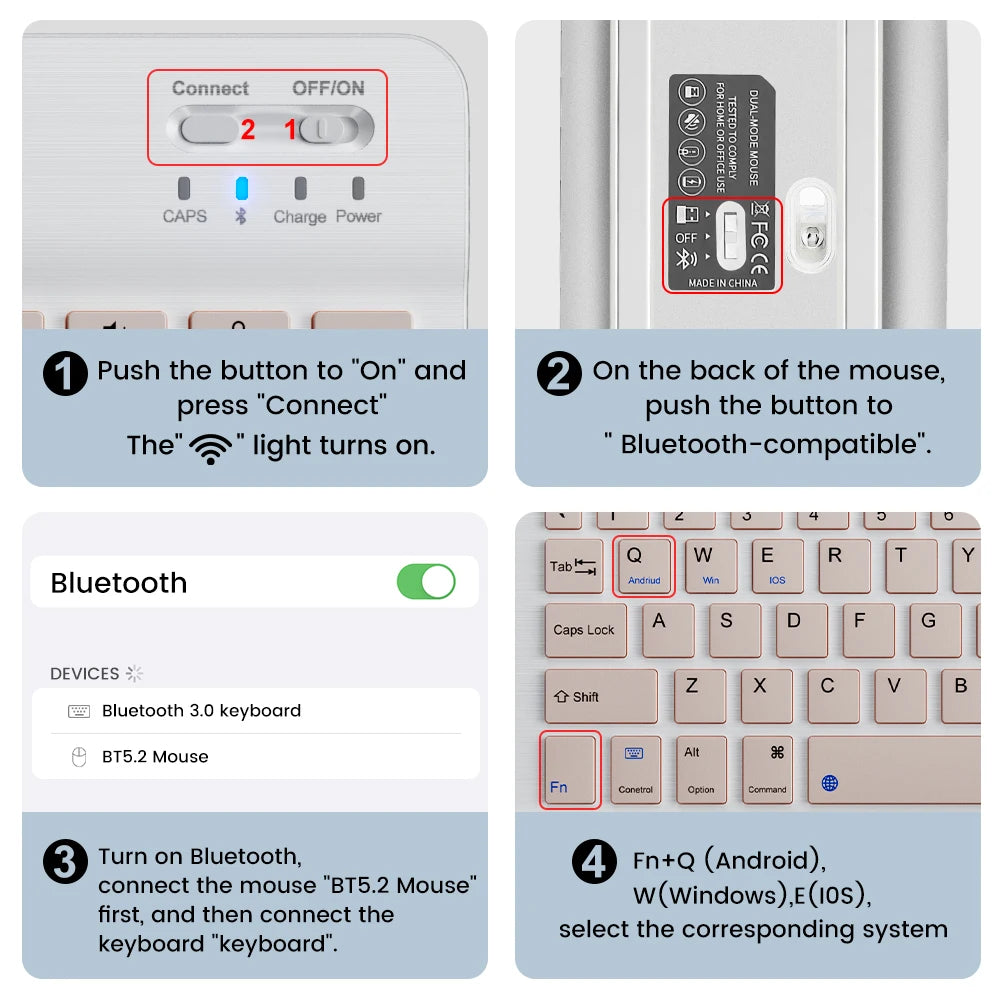 10inch Backlight Bluetooth Keyboard Mouse For IOS Android Windows, Backlit Keyboard For iPad, Wireless Keyboard For Samsung Tablet