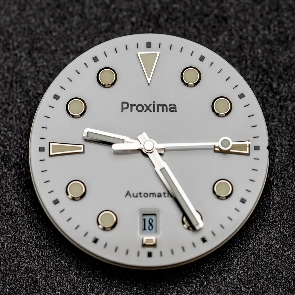 Proxima PX1697 39mm Men Watch White Enamel Dial Bubble Sapphire PT5000 SW200 Automatic Mechanical Vintage Watches 20Bar Luminous
