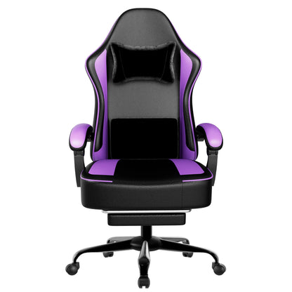 Ergonomic Gaming Chair with Footrest, Pocket Spring Cushion Computer Chair, PU Leather Reclining Gaming Chair for Adults, Adjustable Office Chair