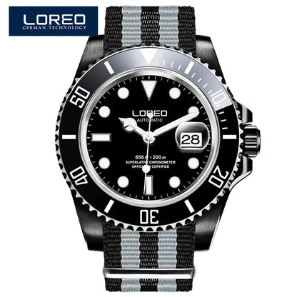 LOREO Original Men's Business Watch 20ATM Waterproof Wristwatch Top Brand Casual Sport Seagull Automatic Mechanical Watch Men