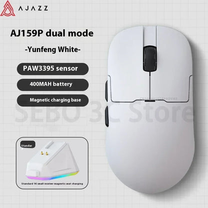 Rato Gaming Sem Fios AJAZZ AJ159 APEX Tri-Mode 8K, Sensor PAW3950 de Baixa Latência, Base de Carregamento, Personalizável, Leve, para PC Gamer