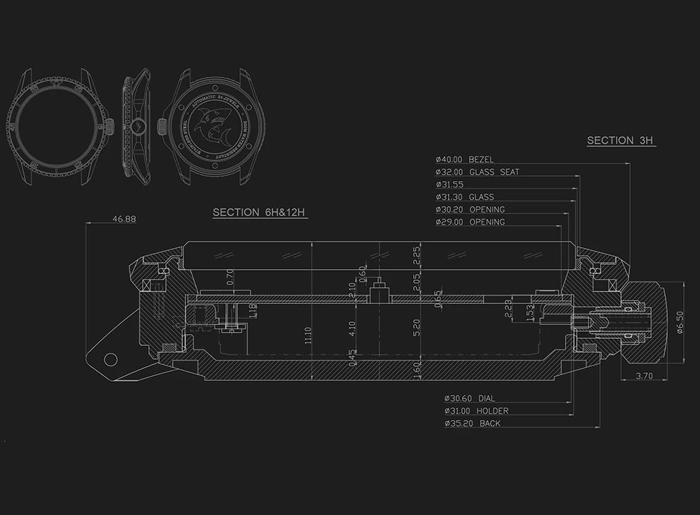 BORIAGE Fully automatic mechanical diving watch, 200m Water Resistance Miyuda 9015 movement men's watch