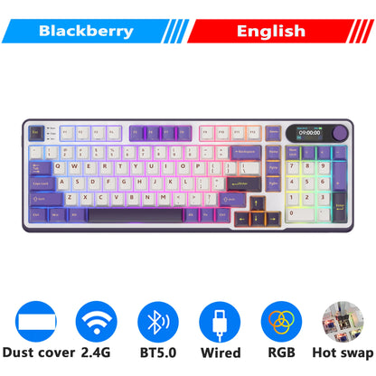 Clavier mécanique RK ROYAL KLUDGE S98 avec écran TFT en surface, 98 touches, RGB, BT 5.0/2,4 GHz/USB-C, clavier gaming sans fil, remplaçable à chaud