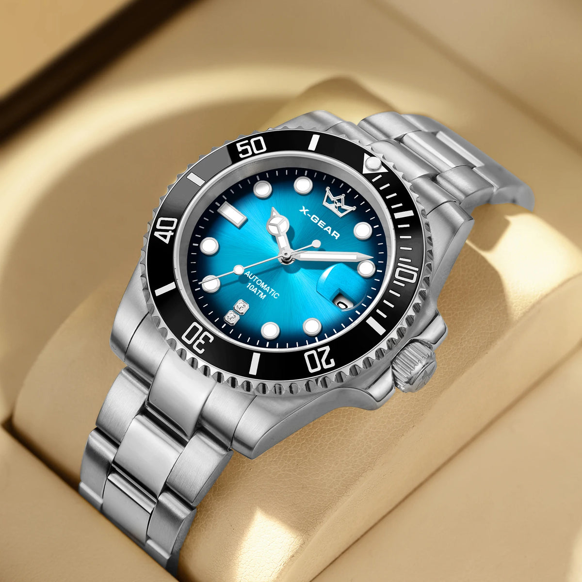 Water Ghost Luminous Dive Watch with Ceramic Bezel Waterproof Automatic Mechanical Movement Stainless Steel Watch Strap