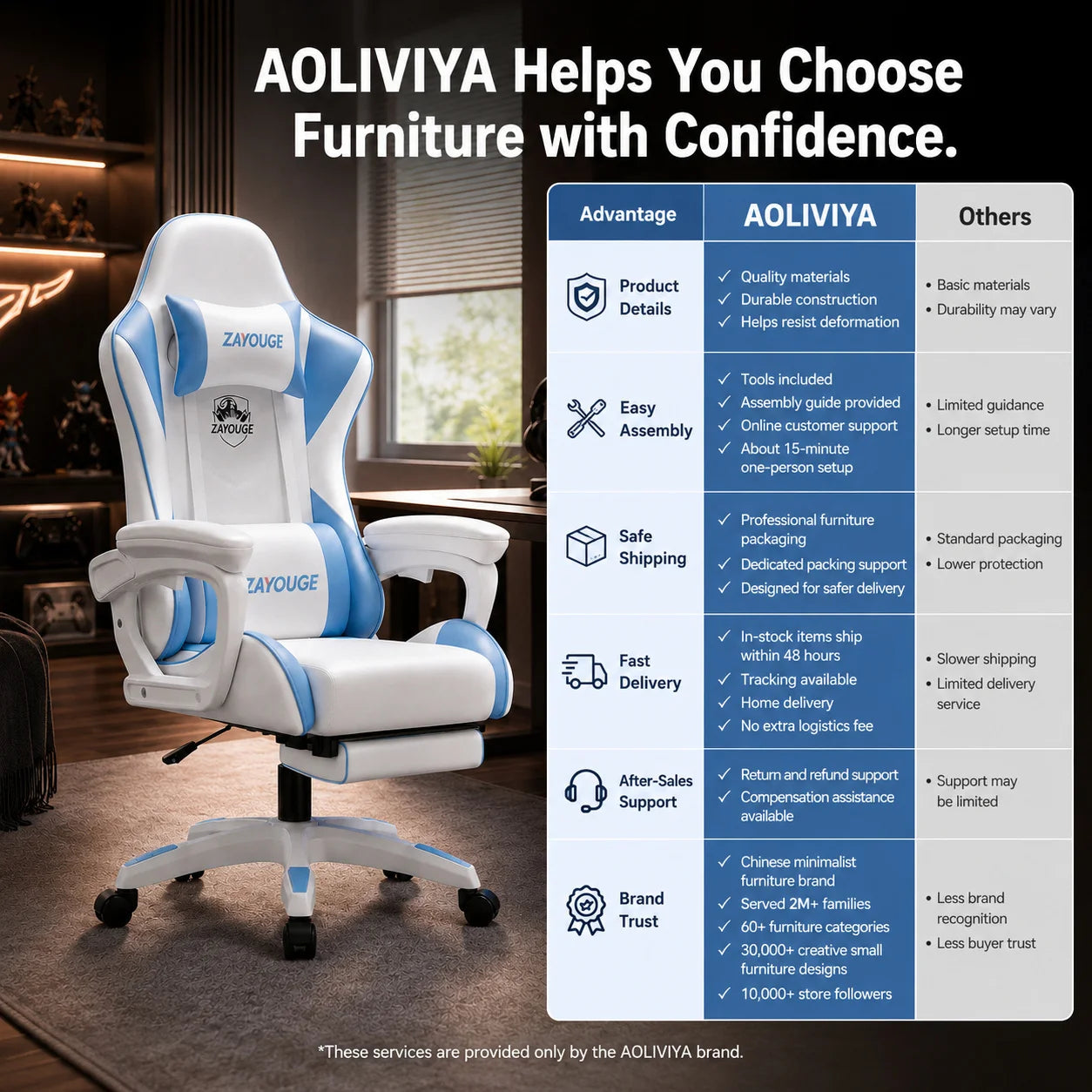 AOLIVIYA Gaming Reclining Office Chair Home Computer Rotating Lifting Backrest Internet Cafe E Sports Game Seat With Footrest