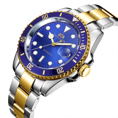 Automatic Men's Watch Mechanical Movement Stainless Steel Gold Silver Green Red Dial Date Strong Luminous Luxury Watches