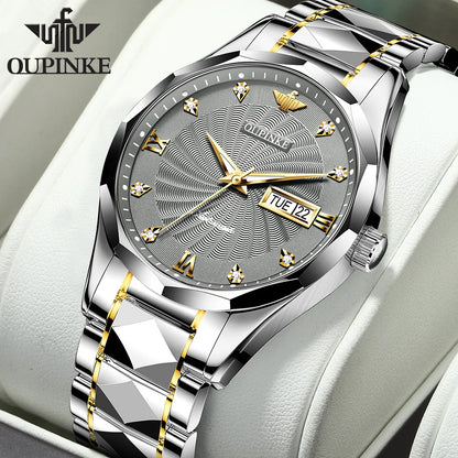 OUPINKE 3169 Japan Movement Men's Watch Classic Luxury Men's Watches Tungsten Steel Strap Man Wristwatch