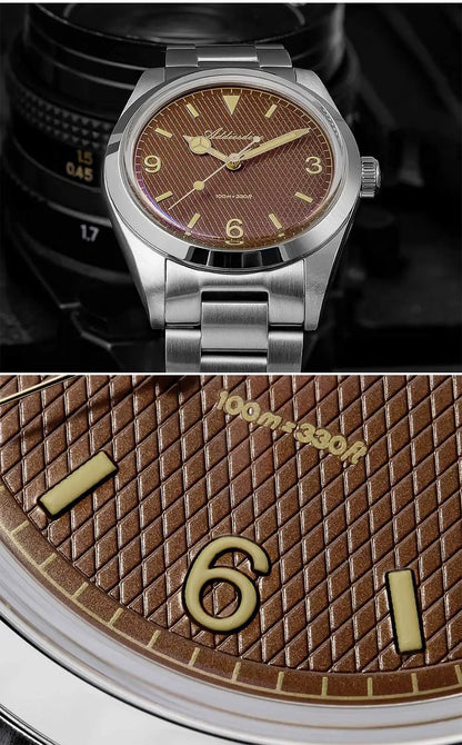 ADDIESDIVE New Men's Analog Watch Bubble Mirror Glass 100m Luminous Men's Quartz Watches with Stainless Steel Bracelet AD2096