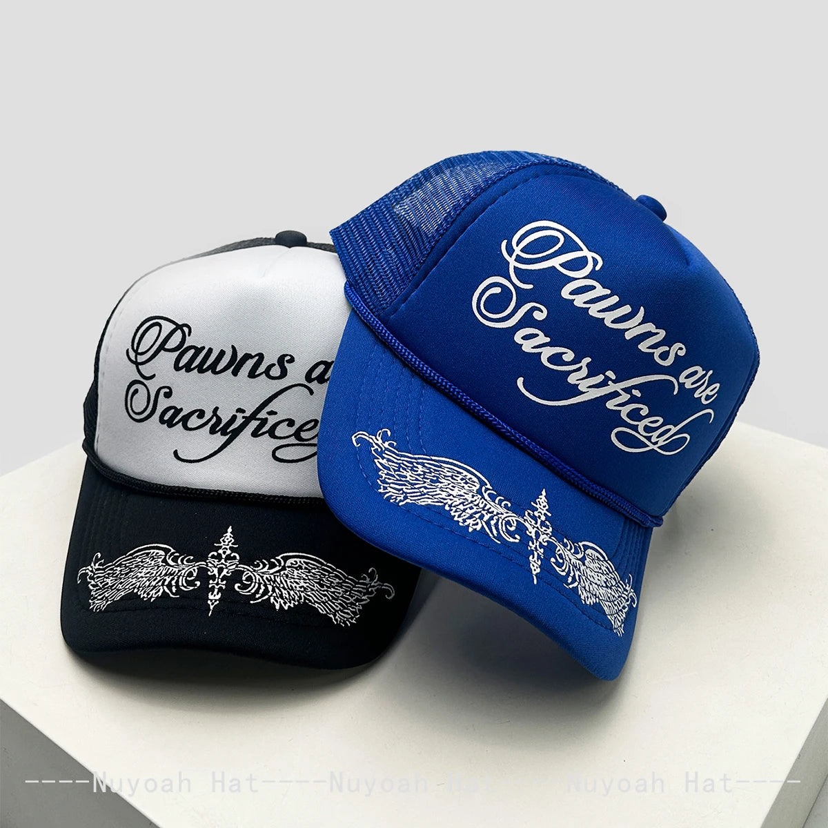 Printed Letters Wing Baseball Hats Hip Hop Breathable Color Block New Unisex Personal Sunshade Mesh Versatile Trucker Caps ins