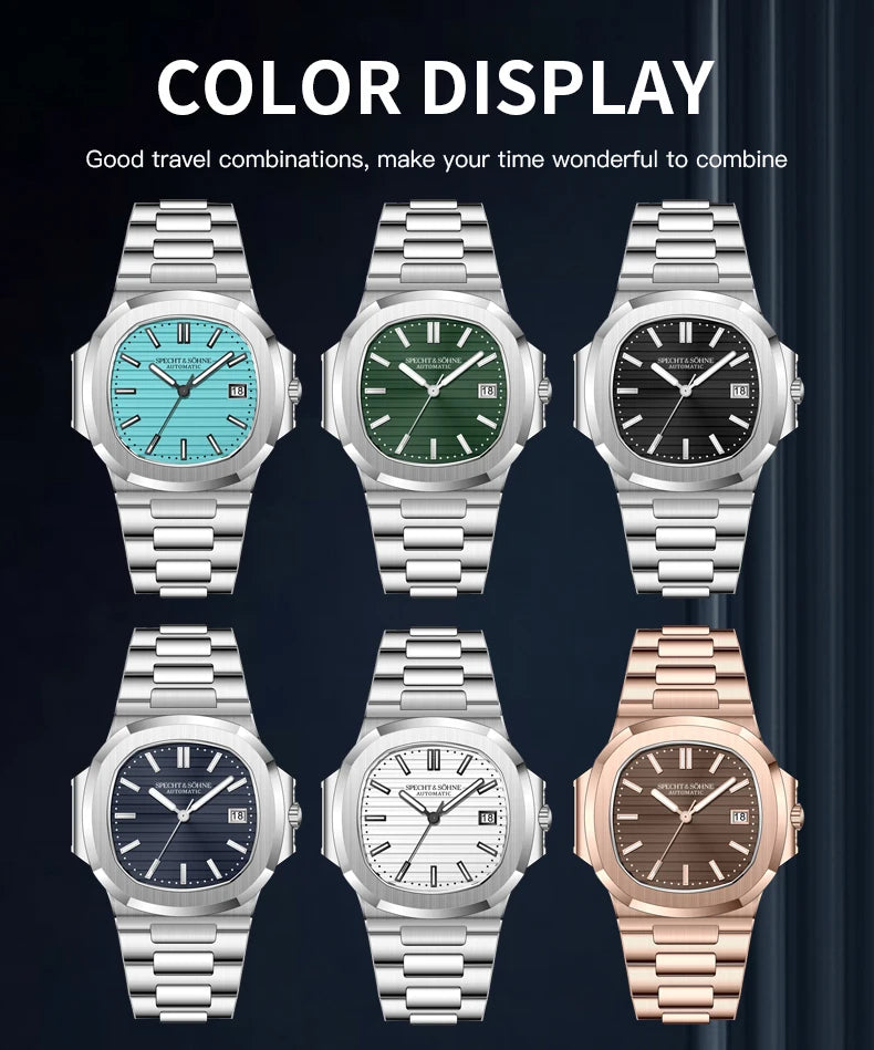 2025 Specht&Sohne New Hot Selling Men's Automatic Mechanical Watch Sapphire Crystal Stainless Steel Sports Watch Waterproof 50M