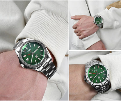 San Martin 39mm Aventurine Gemstone Dial Luxury Men's Watch NH34 GMT Automatic Mechanical Sapphire Waterproof Luminous SN0129