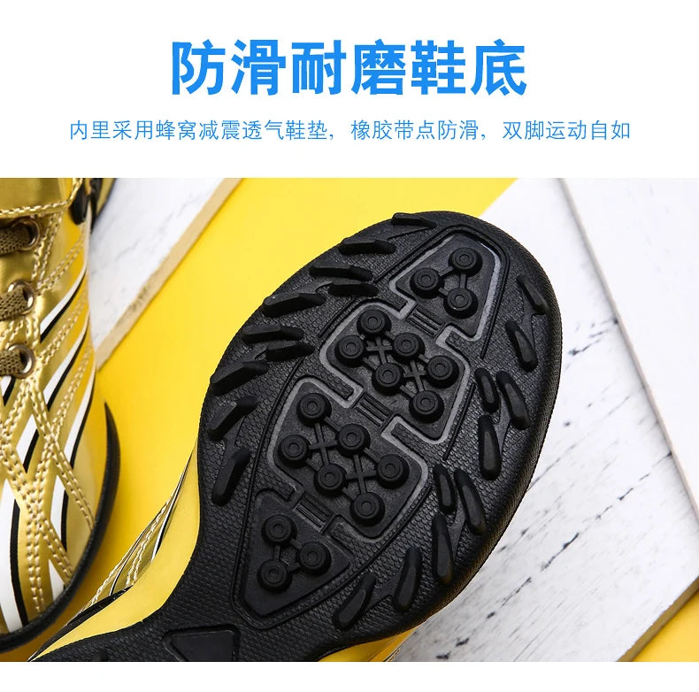 Personality Stylish and Comfortable Boys Girls Training Game Sneakers Indoor Outdoor Lawn Youth Student Soccer Shoes 25-35#