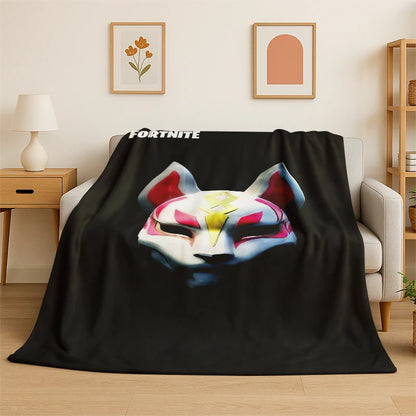 Cartoon F-Fortnite Game Gamer Flannel Blanket Soft Warm Throw Blanket for Bedroom Living Room Bed Travel Camping Picnic Gift