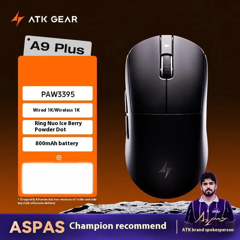 ATK A9 Ultra Wireless Gaming Mouse Tri-Mode 8K, 53g Lightweight Gaming Mouse with Bluetooth, 2.4GHz & Wired, Esports Mouse for PC