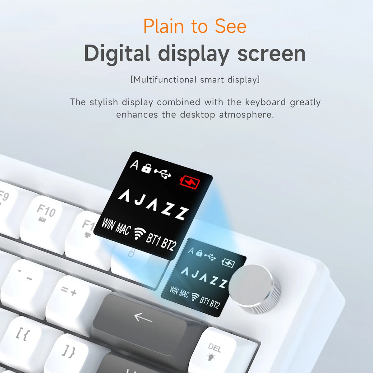 AJAZZ AF82 Office Low Profile Tastatur RGB kabelgebundene/kabellose Gaming-Tastatur 75% Layout 82 Tasten 4000mAh Akku für Win/Mac